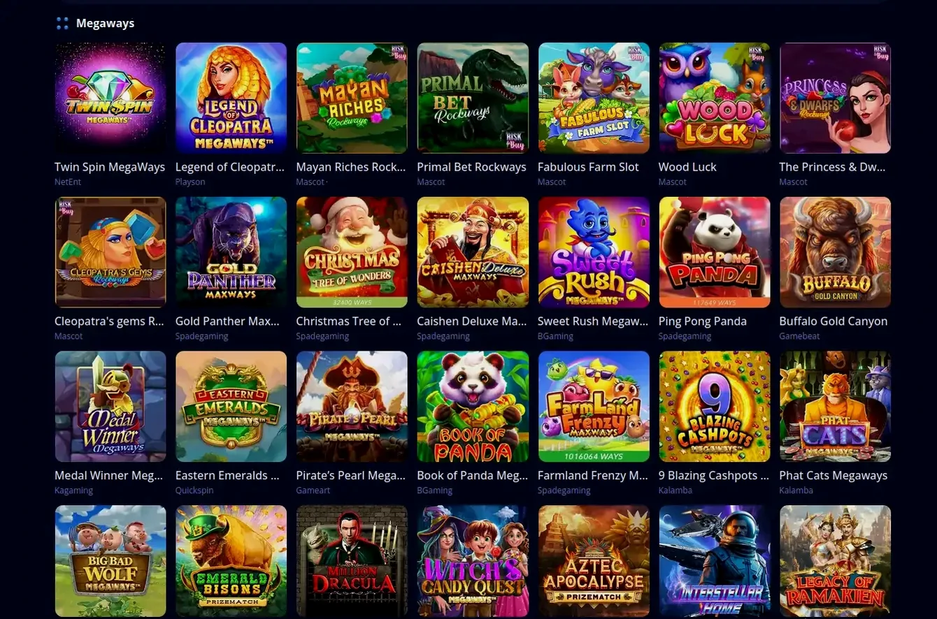 Oscarspin Casino Spielauswahl